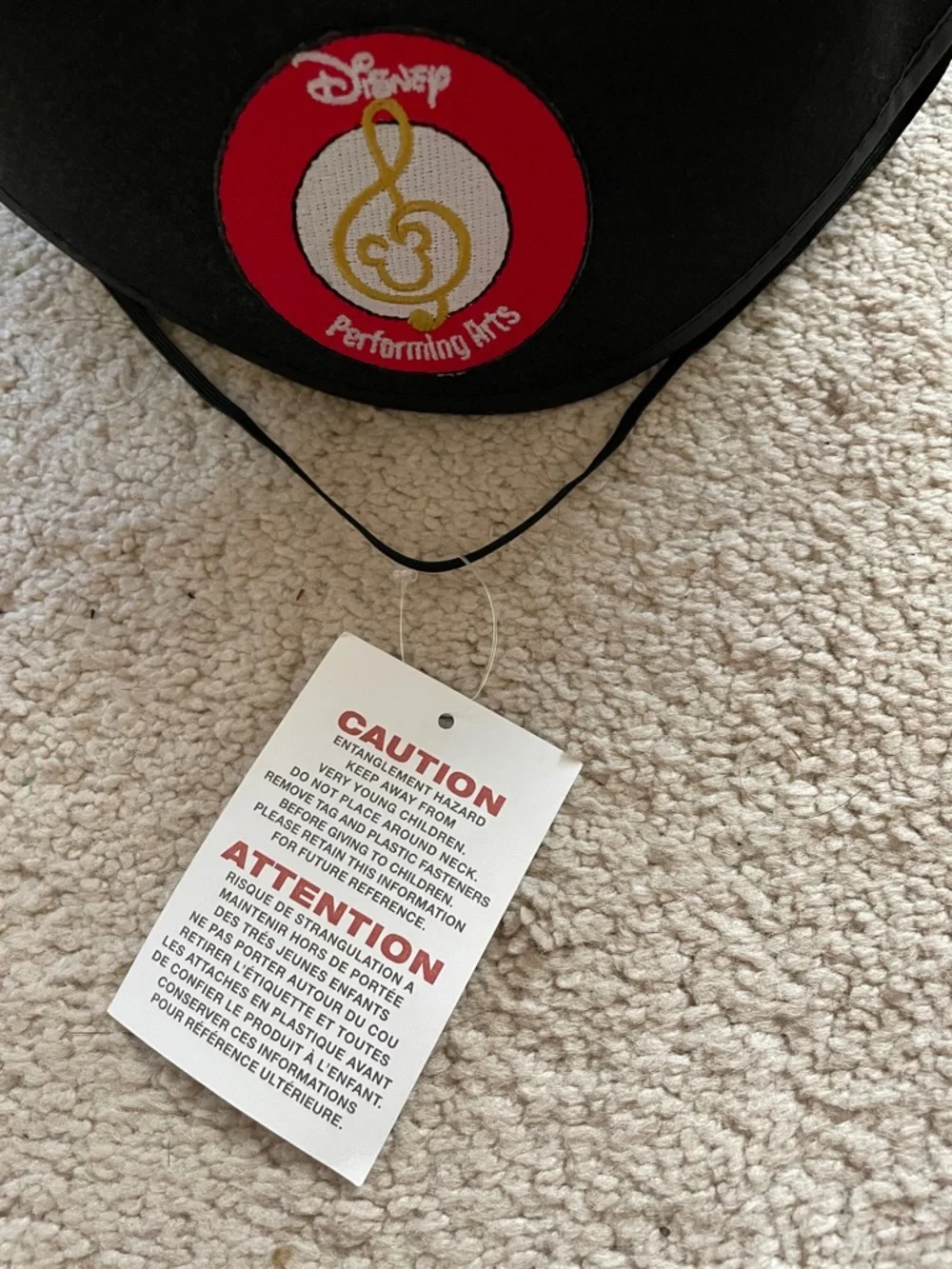 Disney Black Mickey Ears Hat with Red & Gold Performing Arts Patch